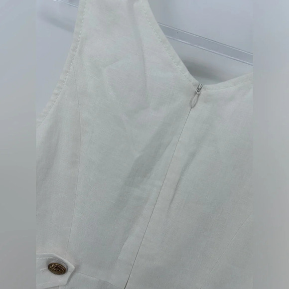 Zimmermann Lovestruck Gold Buttoned Linen Mini Dress Sz 3 US 10 White nwt - Picture 7 of 15
